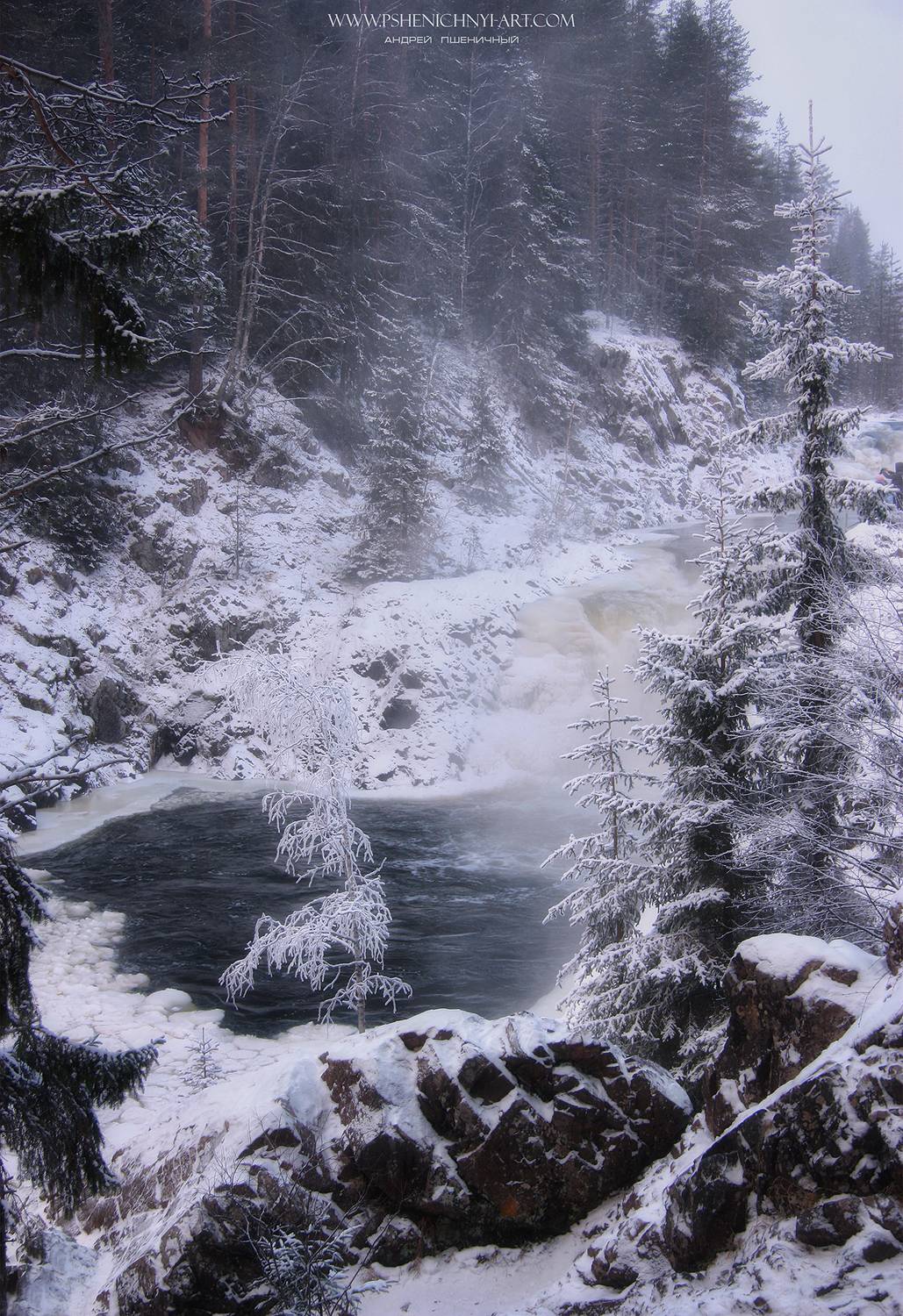 лес, зима, кивач, карелия, россия, снег, скалы, пейзаж, Пшеничный Андрей