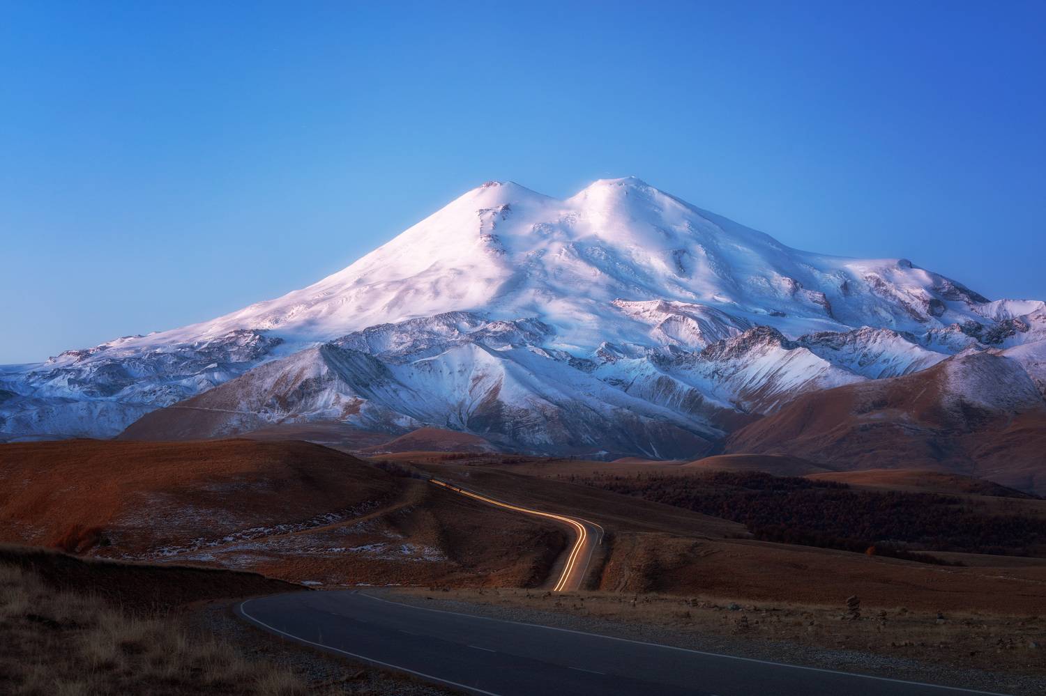пейзаж, горы, снег, утро, рассвет, Калашников Максим