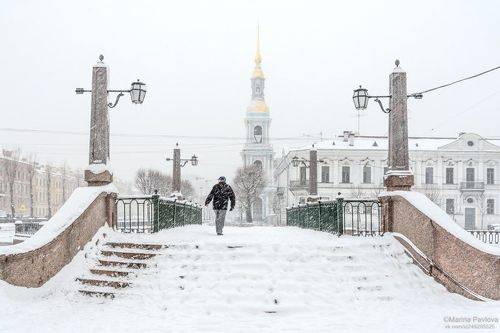 Заснеженный Петербург. Метель.