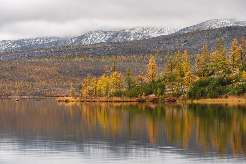 колыма, озеро джека лондона, золотая осень, магаданская область \