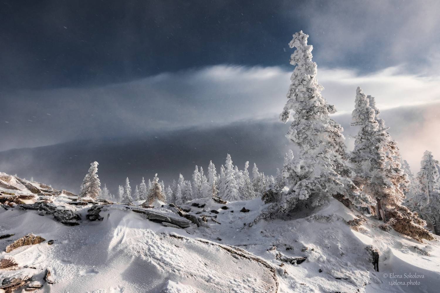 уреньга, хребет, горы, зима, челябинская область, снег, лес, Соколова Елена