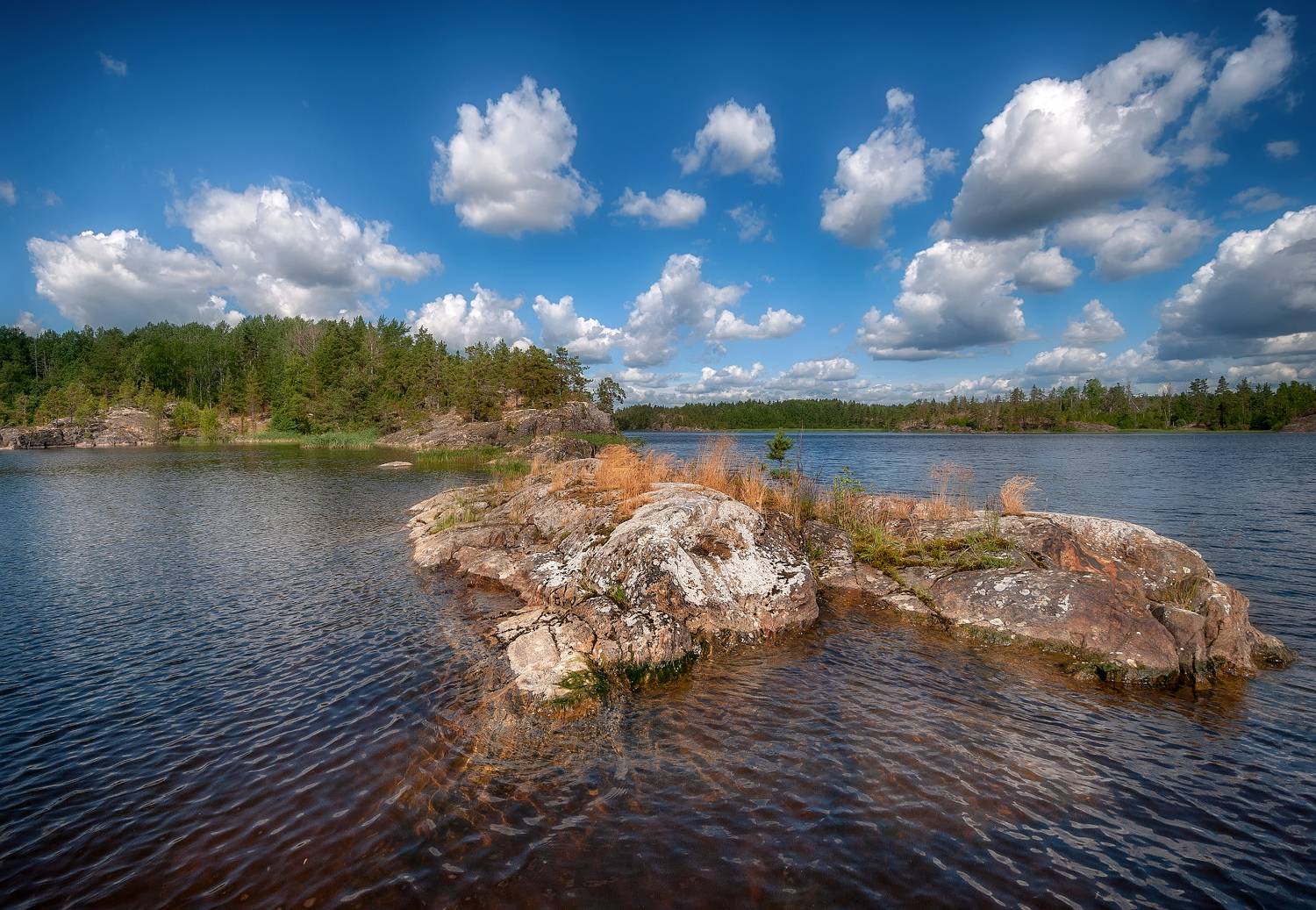 озеро, скалы, ладога, лето, Сергей Аникин
