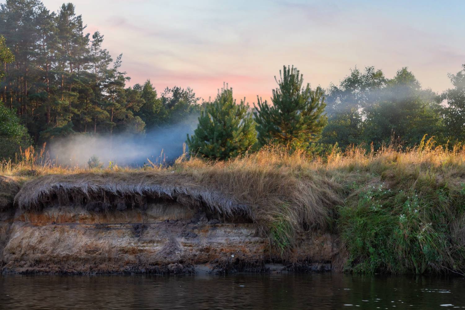 лето, вечер, река, берег,, Сергей Шабуневич