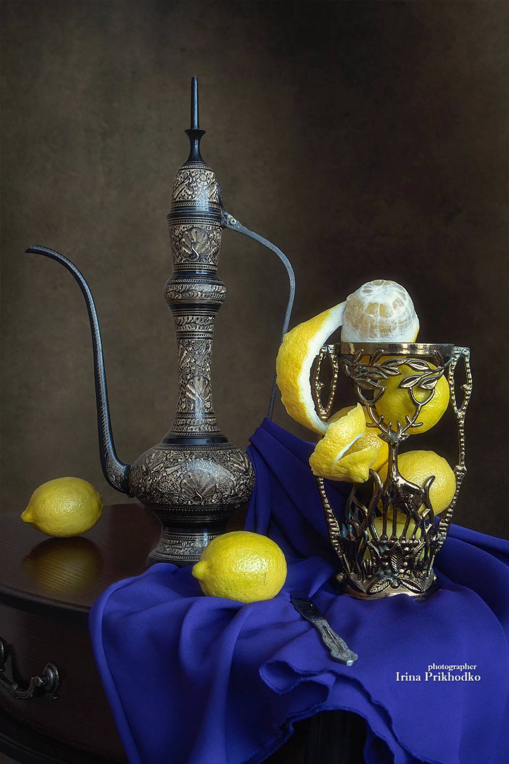 натюрморт. фрукты, лимоны, восточный стиль, Приходько Ирина