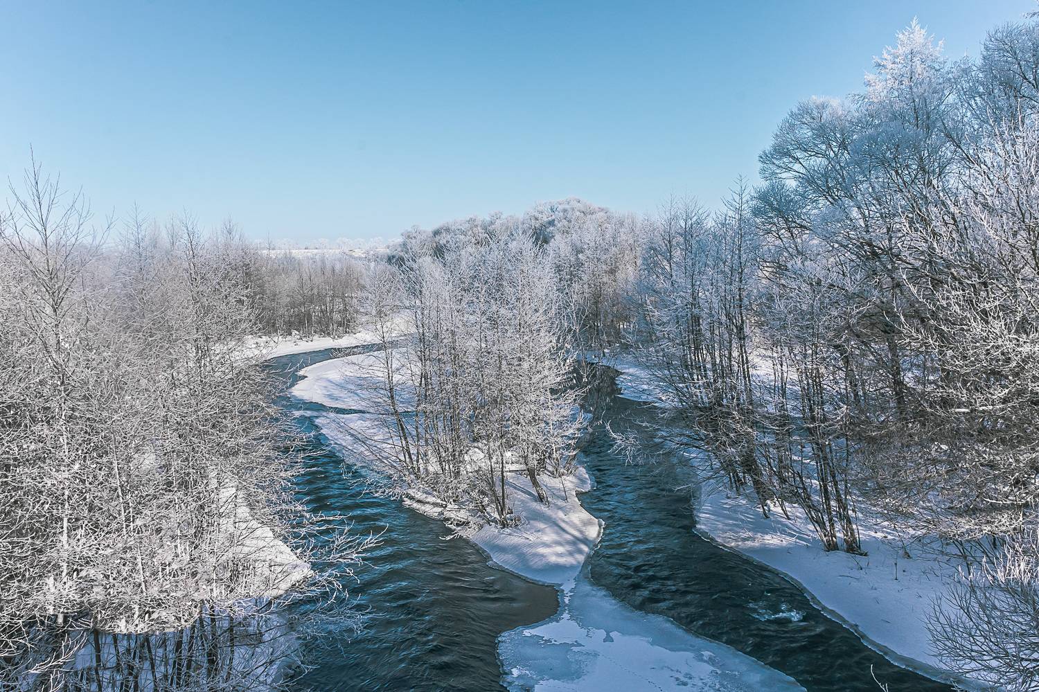 река кшень, зима, ливны, иней,, Николай Бологов