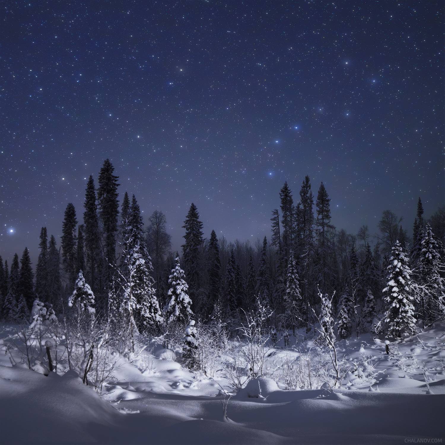 ночь, пейзаж, млечный путь, ночной пейзаж, звезды, snow, winter, снег, зима, nightscape, starrynight, star, milkyway, Чаланов Иван