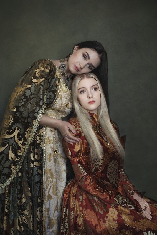 портрет , жанр, лица, печать, цвет, мама , дочь, любовь, живопись,  фото превью