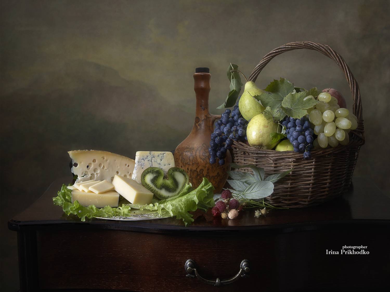 натюрморт, сыр, фрукты, Приходько Ирина