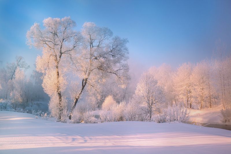 истра, зима, снег, подмосковье, река Зимнее утро фото превью
