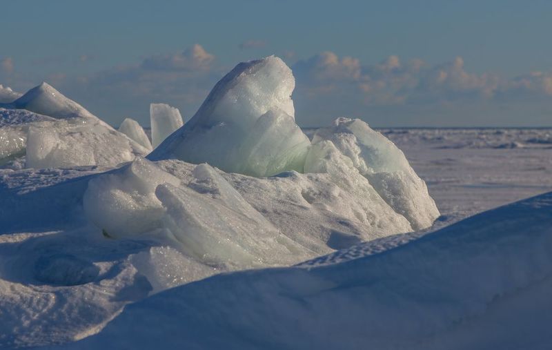 зима, снег, лед, торос, солнце, море Спящее море фото превью