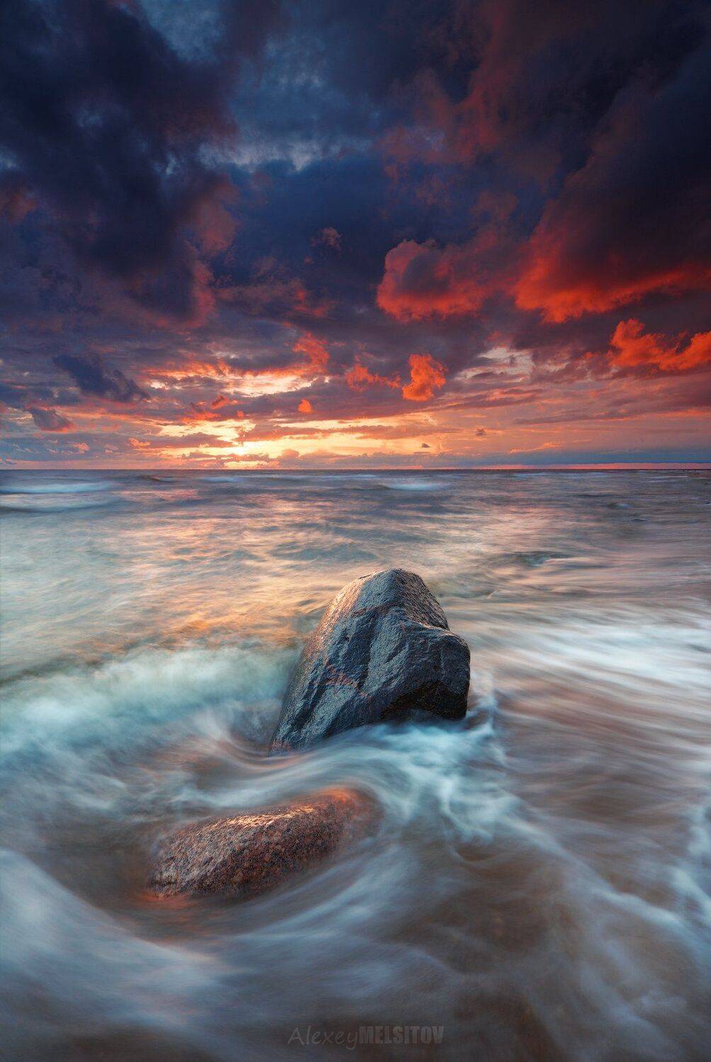nikon, d800, 16-35/4, пейзаж, море, небо, красное, закат, балтийское, шторм, Алексей Мельситов