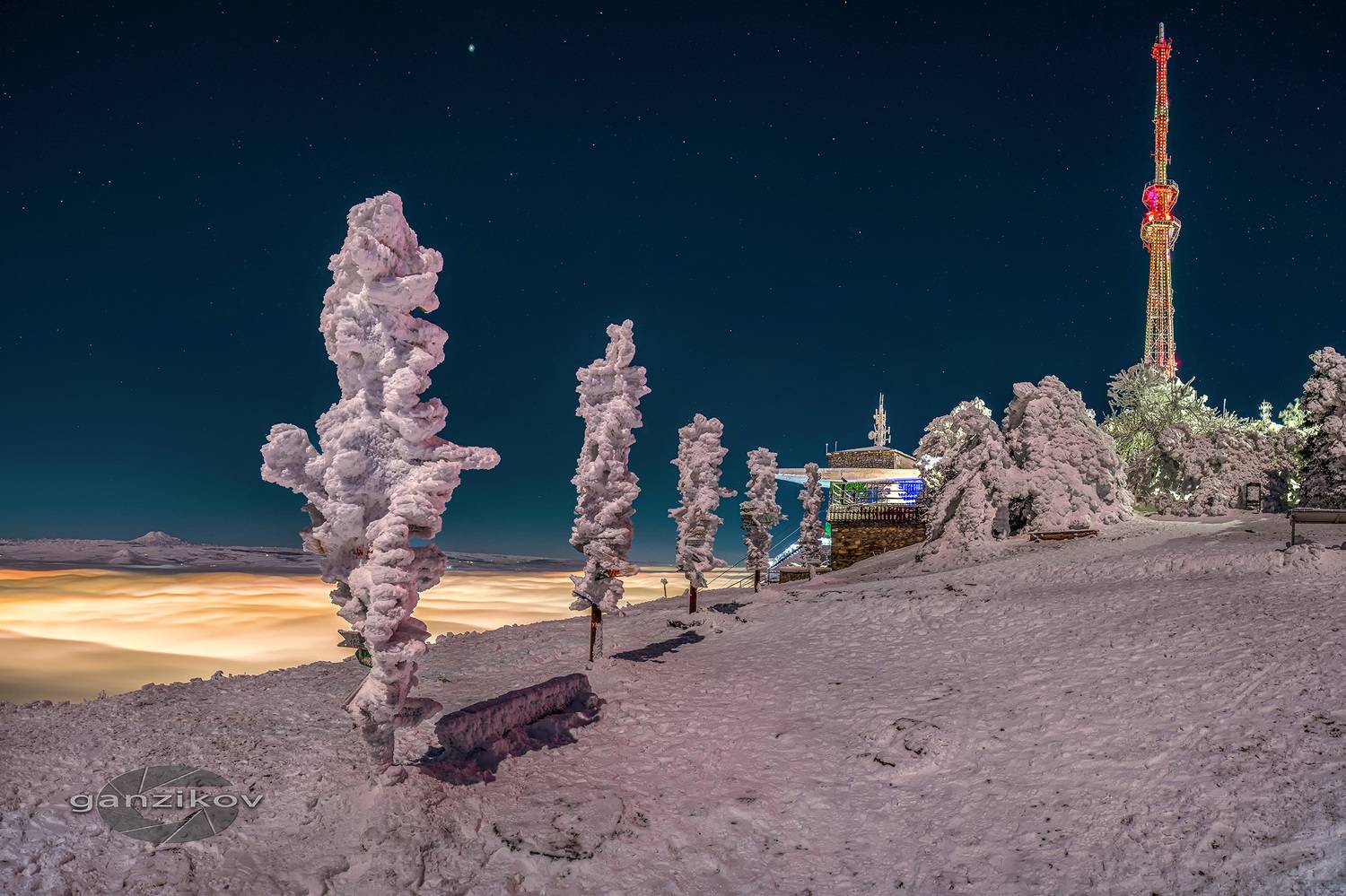 Россия, Кавказ, Ставрополье, КМВ, Пятигорск, Машук, ночь, горы, звезды, пейзаж, Владимир Ганзиков