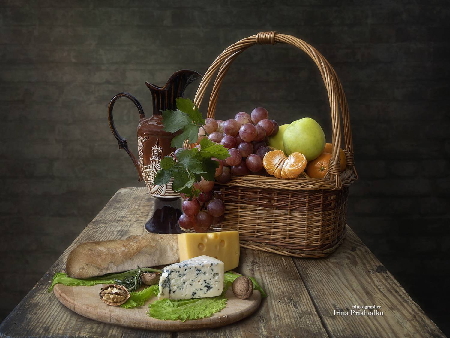 натюрморт, сыр, фрукты, Приходько Ирина