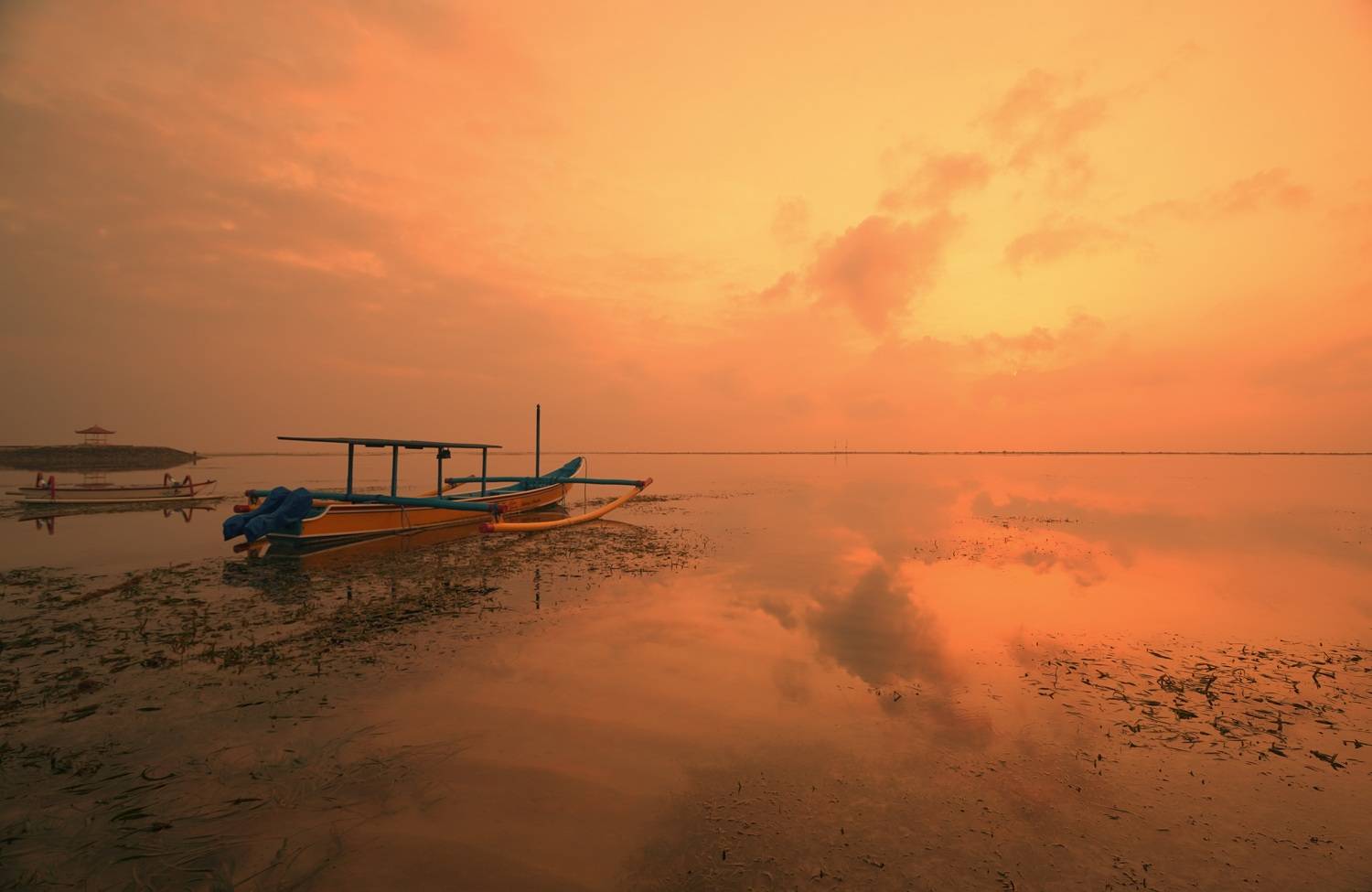 morning, dawn, sunrise, sky, sun, light, shore, boat, ocean, sea, landscape, horizon,  Сергей Андреевич