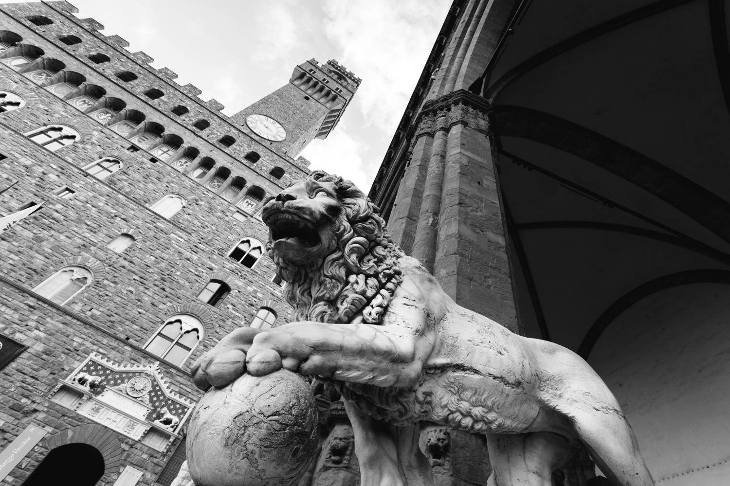 камень город флоренция италия лев чб, Калашников Максим