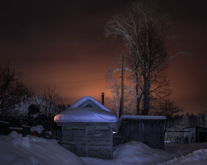серково, февраль, вечер, деревня Вечер в деревне фото превью