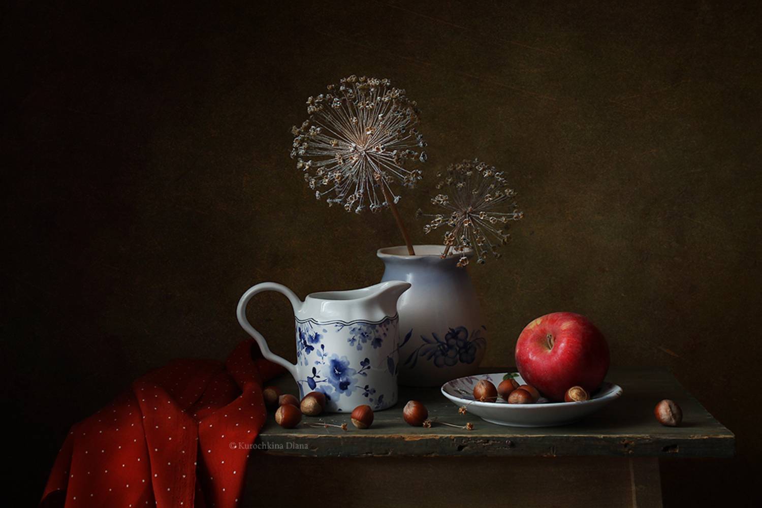 натюрморт, красное яблоко, Курочкина Диана