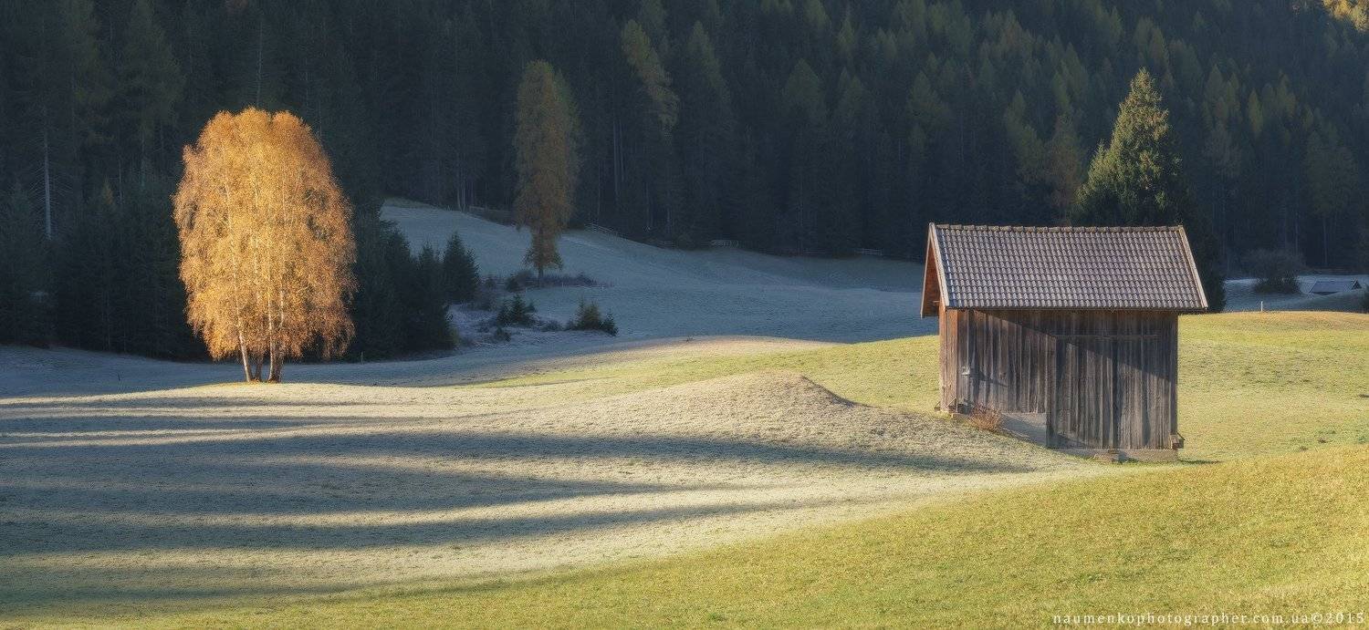 braies, sony, панорама, осень,утро, дерево,свет,пейзаж, тени, Александр Науменко