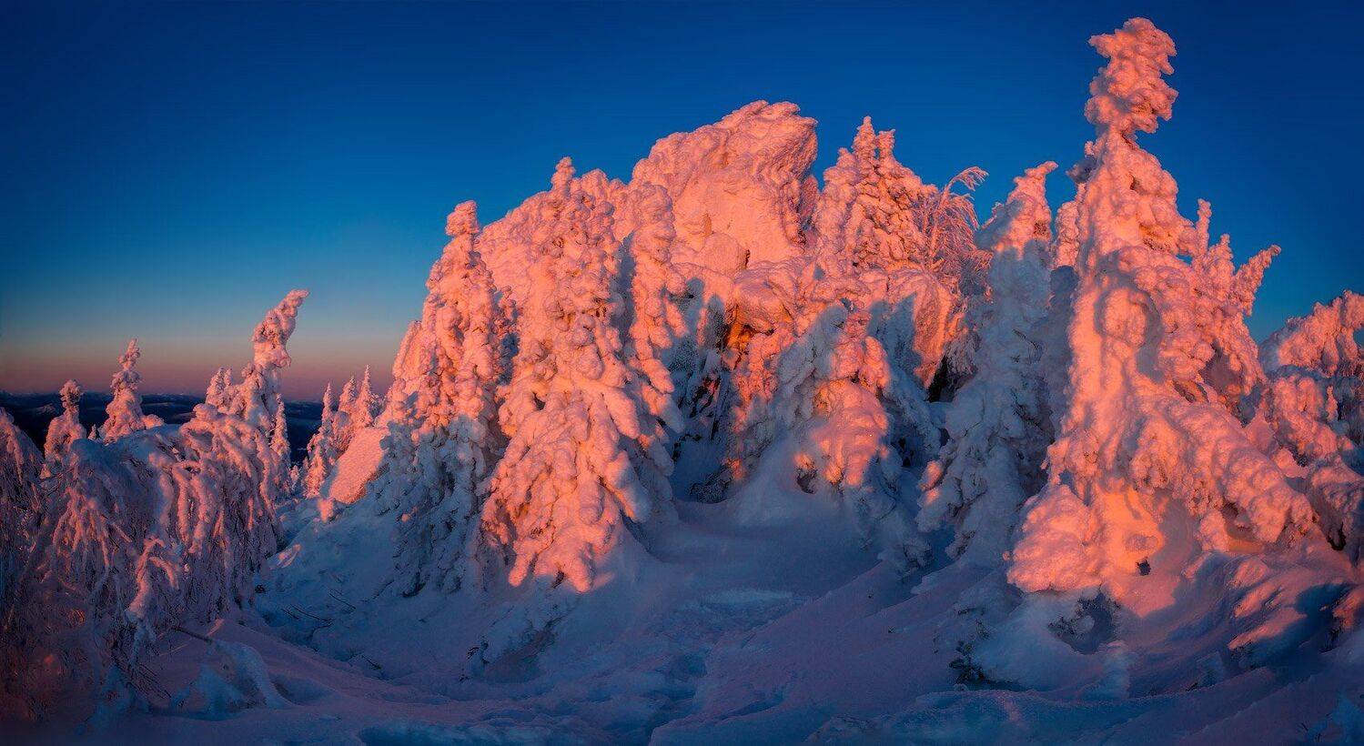 Вершина, Горы, Закат, Зима, Урал, Ялангас, Владимир Ляпин