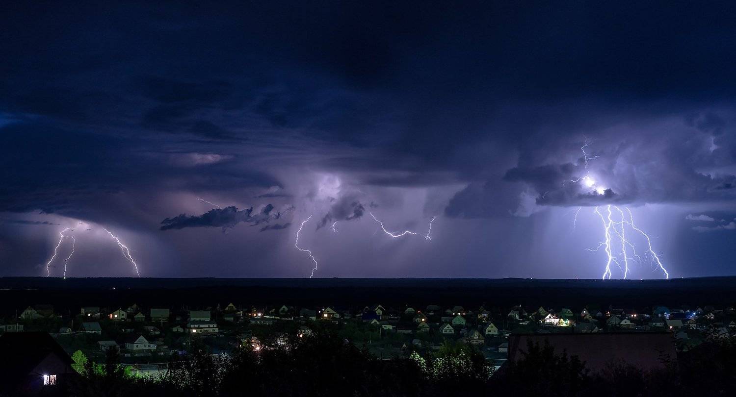 природа, стихия, гроза, молния, ночь, пейзаж, тучи, Павел Силиненко