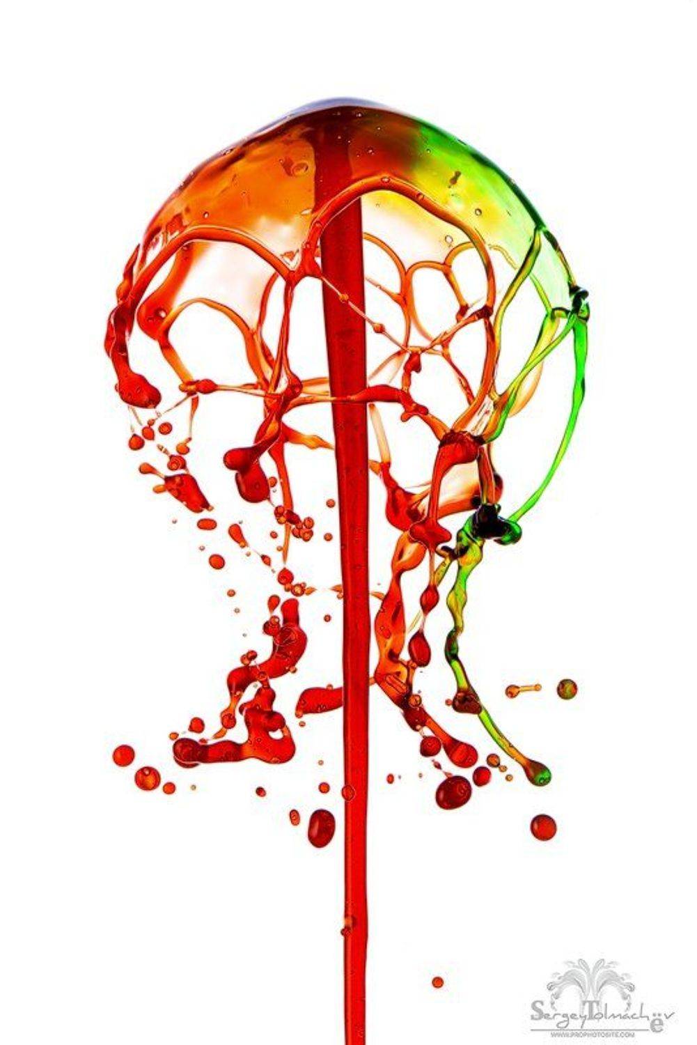 Арт, Вода, Всплеск, Жидкость, Зеленый, Капли, Красный, Сергей Толмачев