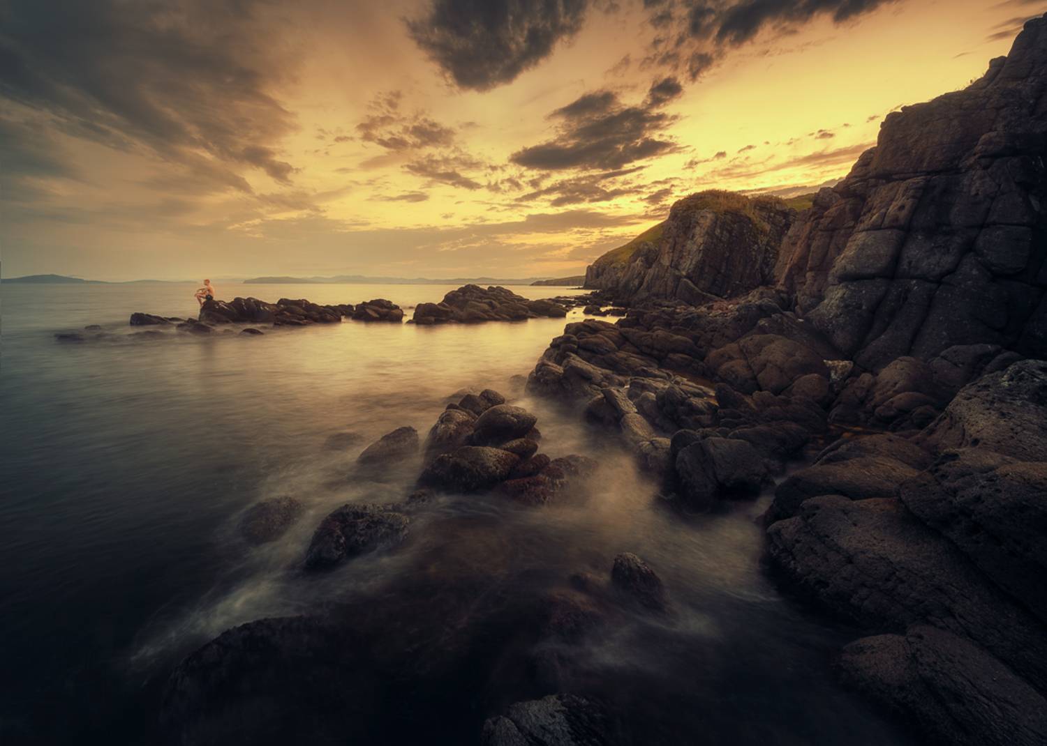 море, закат, скалы, Андрей Кровлин