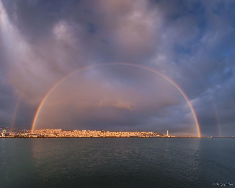 радуга море небо тучи Радуга фото превью