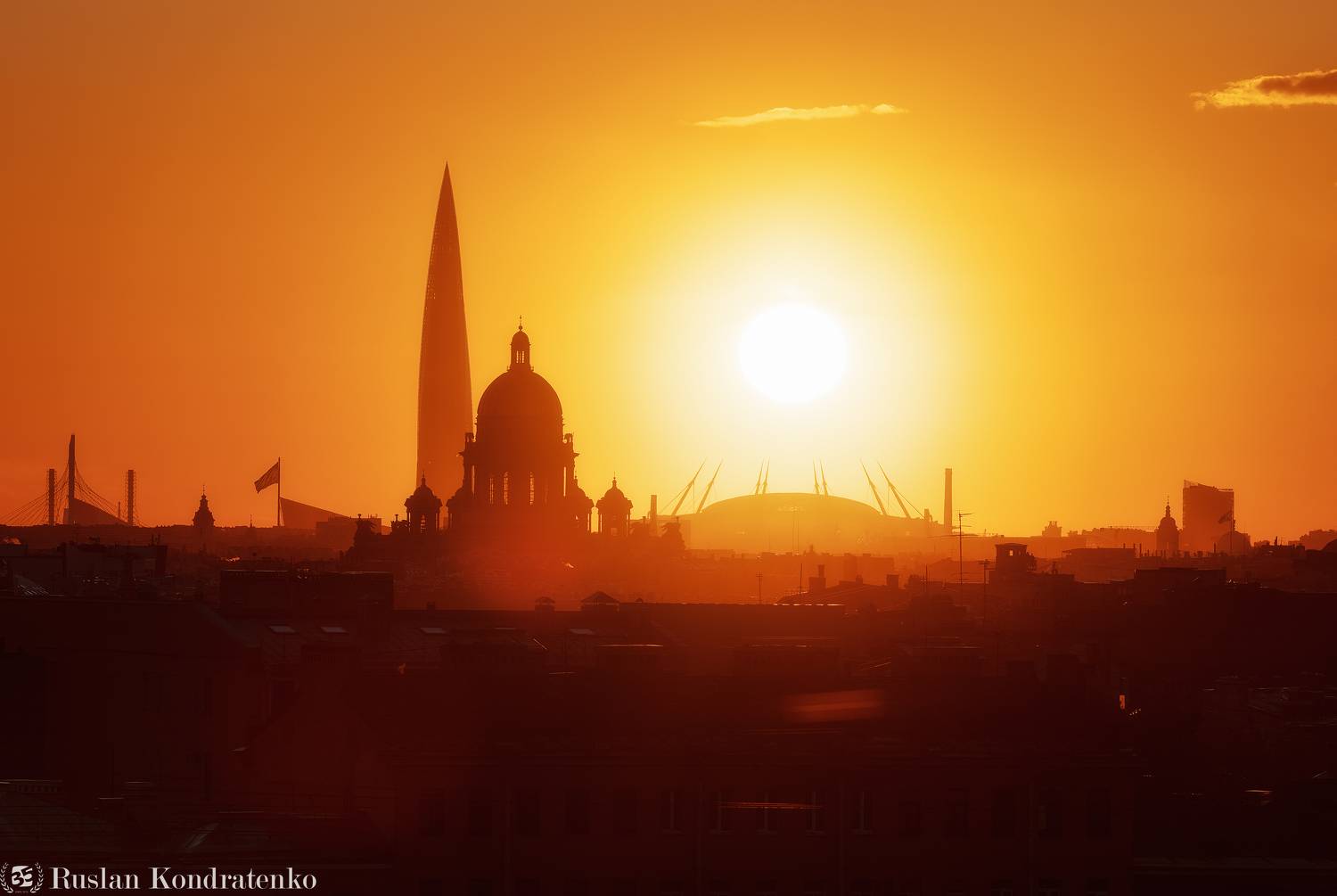 санкт-петербург, закат, исаакиевский собор, лахта-центр, лахта, небоскреб, прострел, зенит арена, газпром арена, Кондратенко Руслан