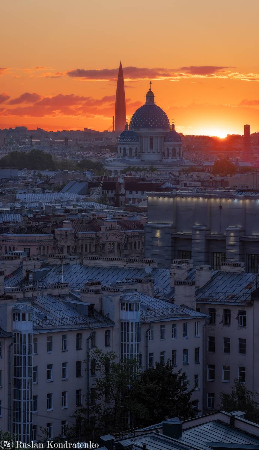 санкт-петербург, закат, троицкий собор, лахта-центр, лахта, небоскреб, прострел, Кондратенко Руслан