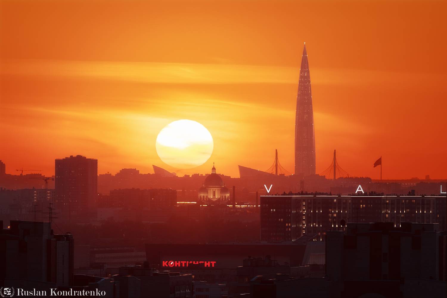 санкт-петербург, закат, лахта-центр, лахта, небоскреб, прострел, зенит арена, вантовый мост, зсд, троицкий собор, композитная фотография, time blending, Кондратенко Руслан