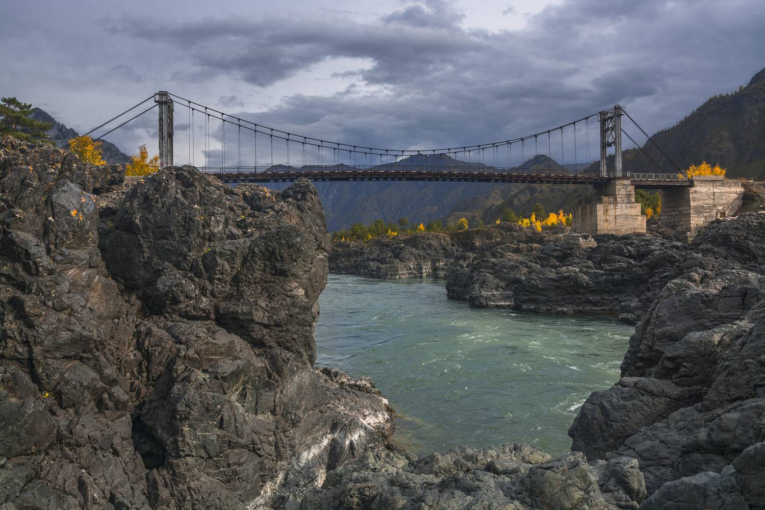 россия, горный алтай, река катунь, мост, осень, Андрей Поляков