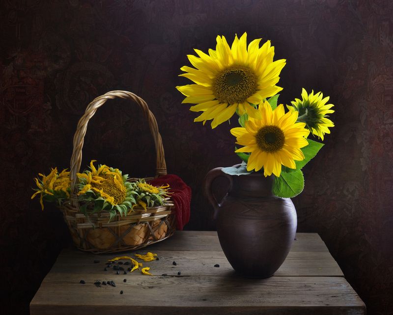 натюрморт,композиция,свет,лето,букет,подсолнухи *** фото превью