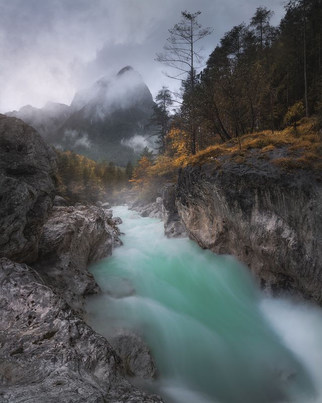 slovenia, sunrise, landscape, longexpo, nikon, autumn, fall, church, river, soca, mountain, clouds Blue River фото превью