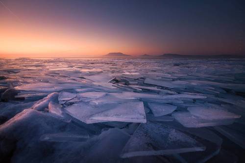 Broken Waves on a Frozen Sunset