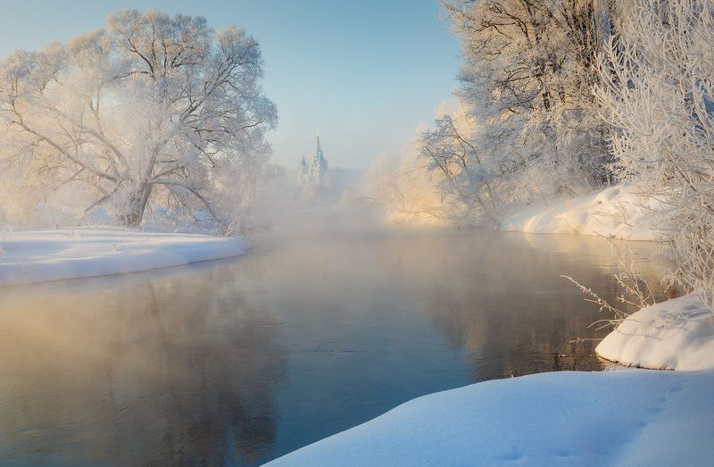 истра, храм, туман, подмосковье, зима Зимняя Истра фото превью