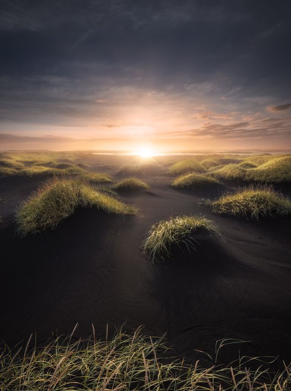iceland, sunset, landscape, sky, sun, Sunset At The Dunes фото превью