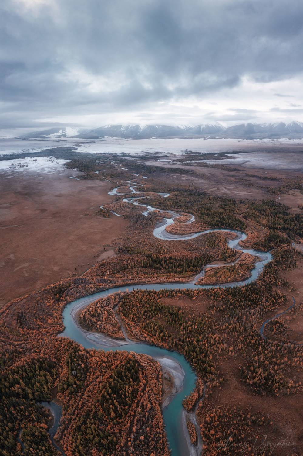 altay, autumn, lake, green, yellow, landscape, aerial, drone, water, Алексей Вымятнин