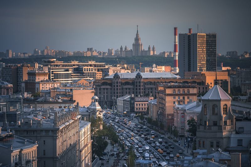 Москва. Вид на Садовое кольцо с крыши фото превью