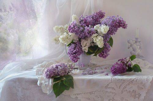 Букет сирени на столе...