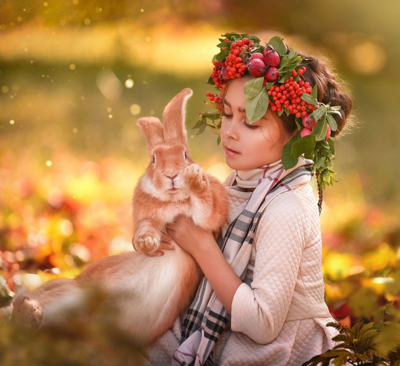 Съёмка с животными, кролик, дети Ты и я фото превью