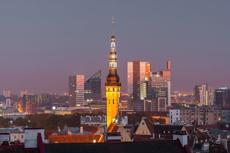 Таллин, Эстония, ратуша, небоскребы, Tallinn, Estonia, estonian, europe, landmark, cityscape, aerial, old town, city hall, spire, modern, skyscraper, Baltic, town, travel, medieval, rooftop, northern, historic, district, architecture, city, ancient Таллин старинный и современный фото превью