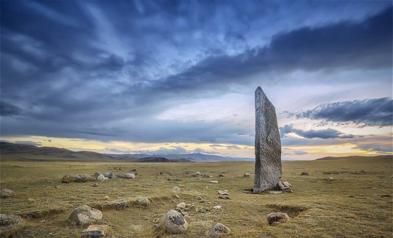 Алтай, оленный камень, закат, облака Оленный камень фото превью