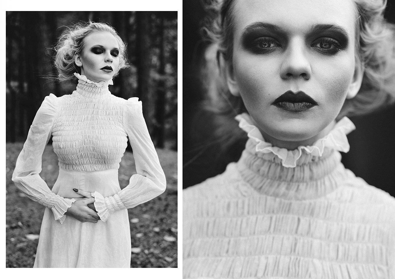 portrait, fashion, blackendwhite, autumn, girl, darkgirl,, Hubert Kochański