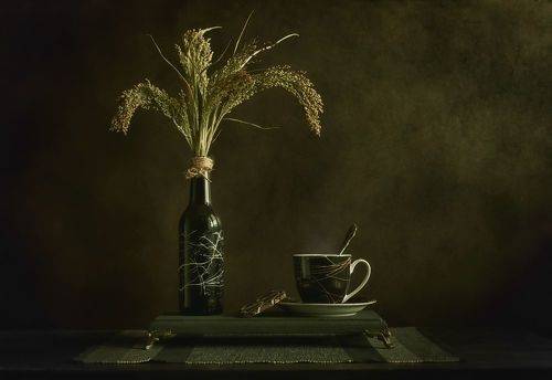 A cup of tea. Millet. Просо и чашка чая с печеньем