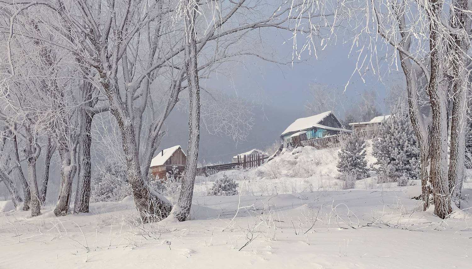 зима, сибирь, домики, мороз, Фомина Марина