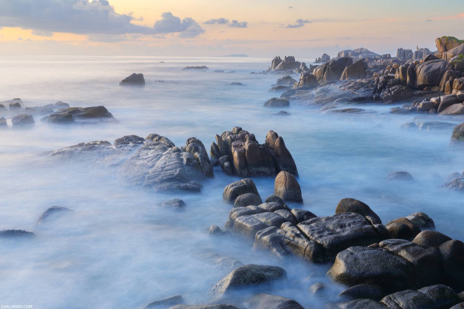 пейзаж, океан, камни, рассвет, сейшелы, ла-диг, la-digue, seychelles, landscape, seascape, sunrise, Иван Чаланов