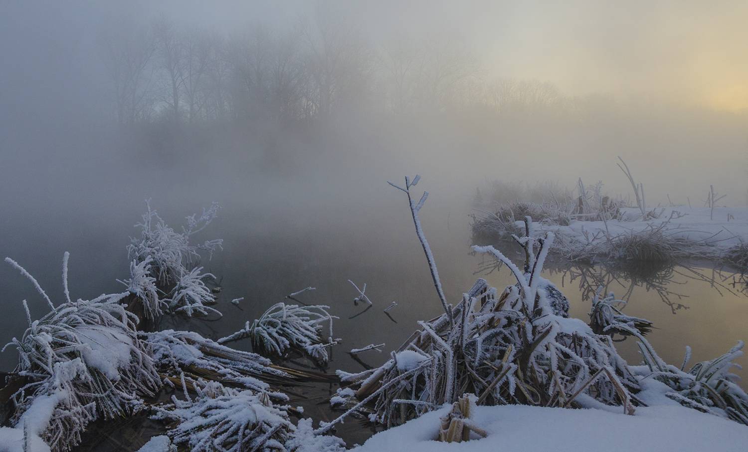 утро, зима, февраль, озеро горячка, Михаил Агеев