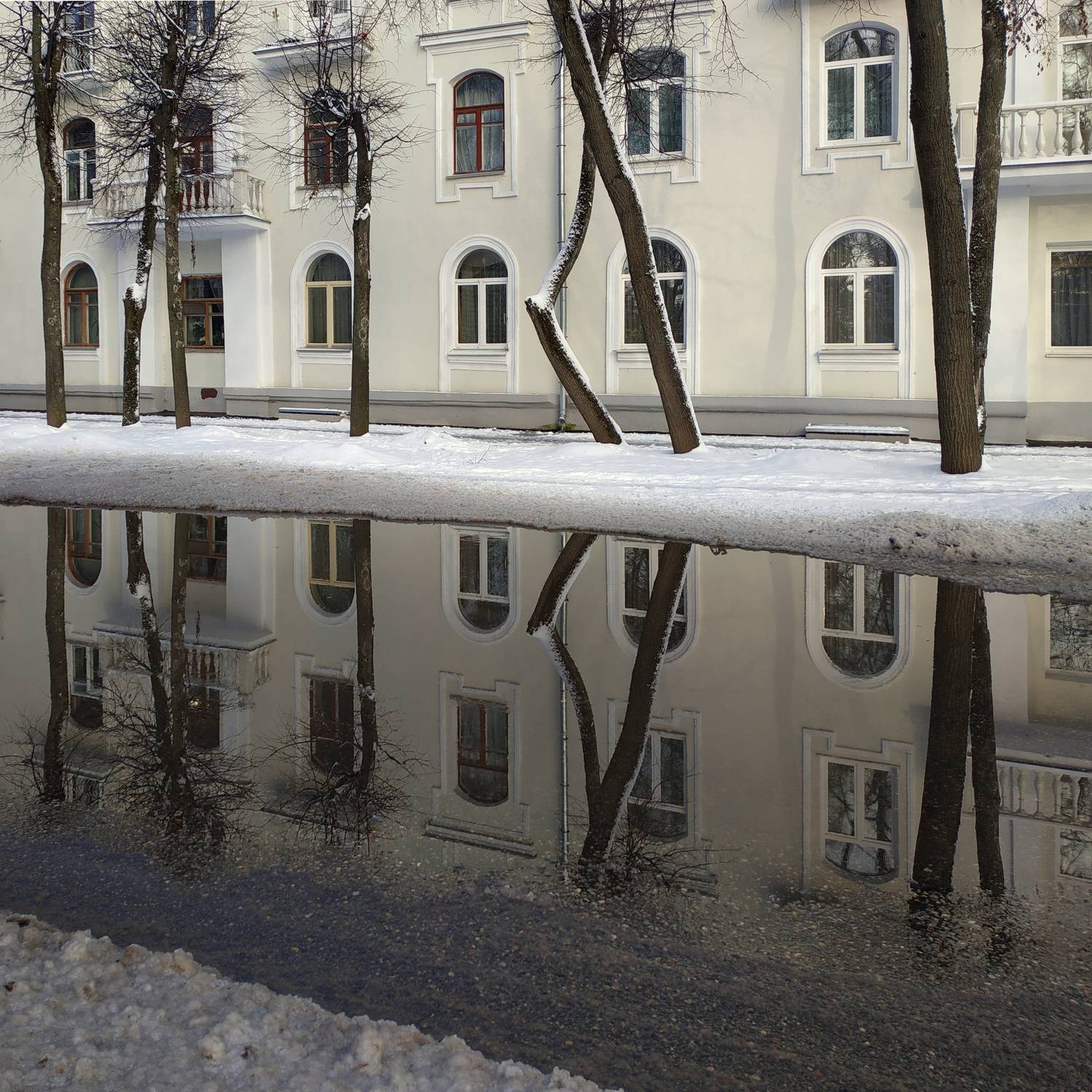 витебск, зима, снег, лужа, деревья, Виктор Гурков