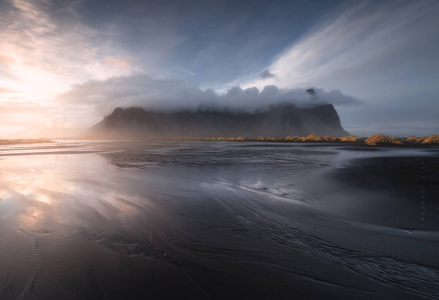 iceland landscape sunset stokksness mountains clouds, Kar&aacute;di Zita