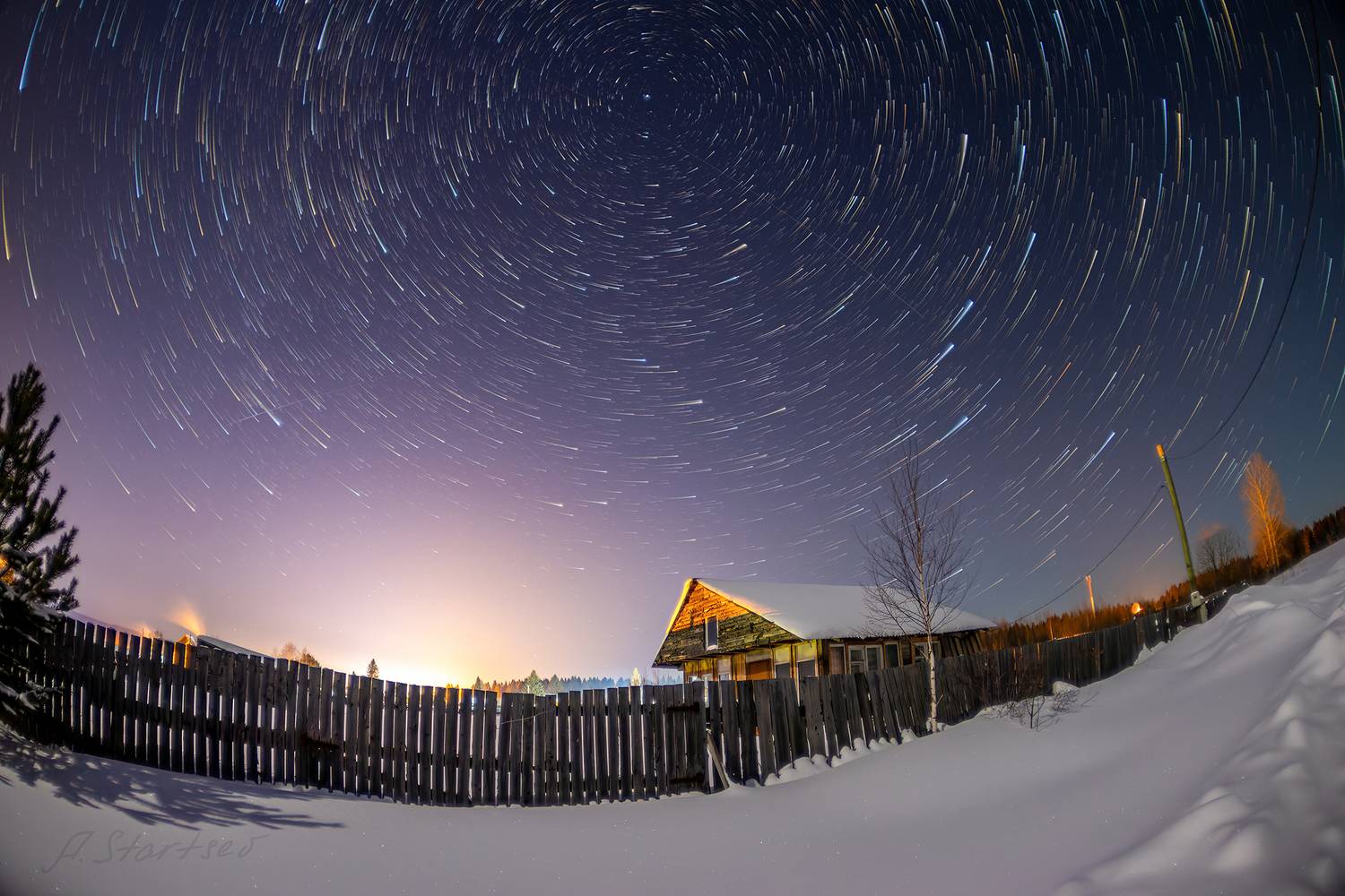 зима, ночь, звезды, небо, Старцев Андрей